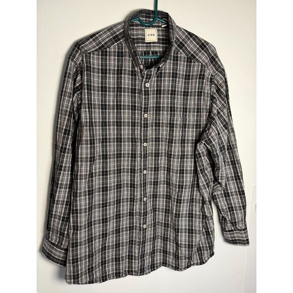 ROWM 2XB Black Plaid Long Sleeve Mens Shirt - Picture 1 of 8